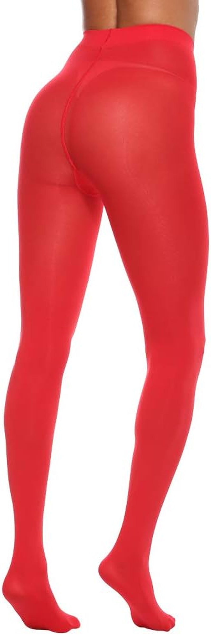 Women and Teen Girls  Solid Color Semi Opaque Soft Stretch Footed Tights.  Size: Medium-Large ( Height 5'3"-5'11"; Weight 121-176lbs).Color: Red.