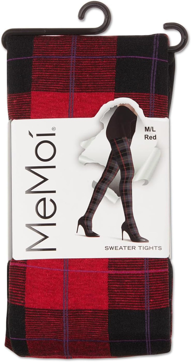 Sweater Tights with a Plaid Tartan Pattern for Women and Teen Girls. Color: Brown Heather, Size: Medium/Large.