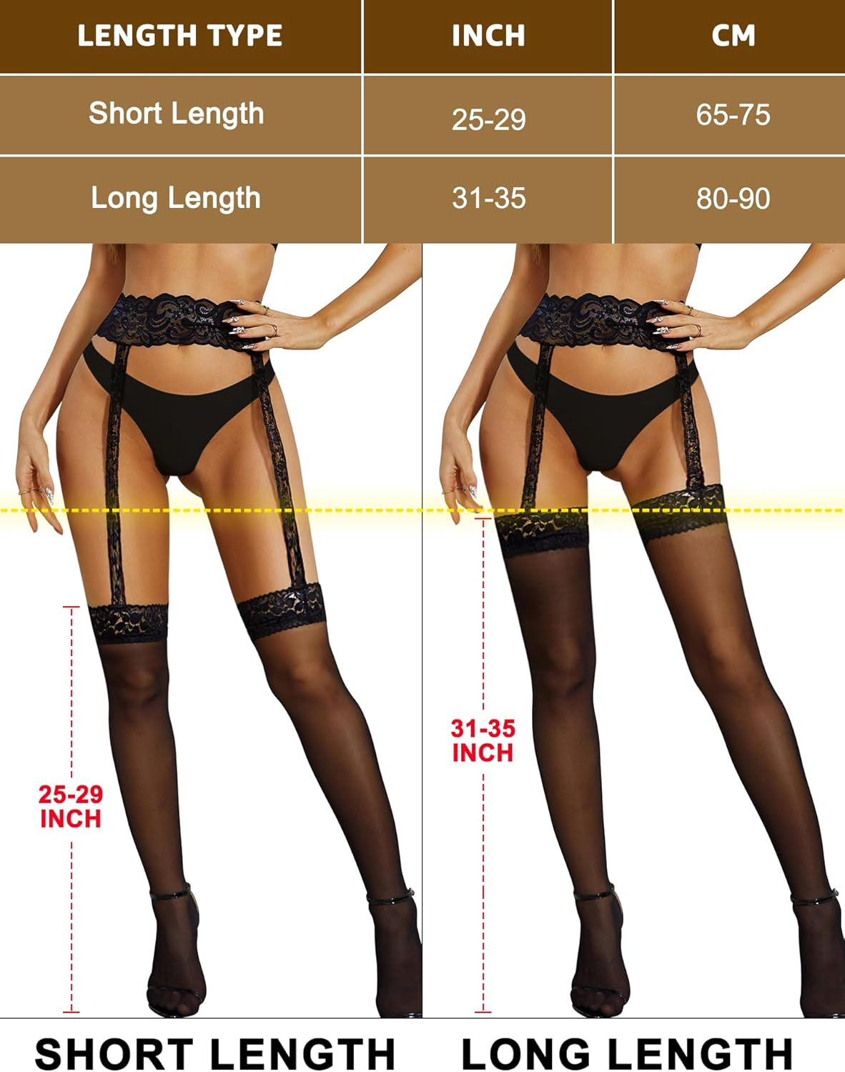 Stockings for Women Sheer Thigh High Sexy Pantyhose Lace Suspender Tights Garter Antiskid Silicone High Waist