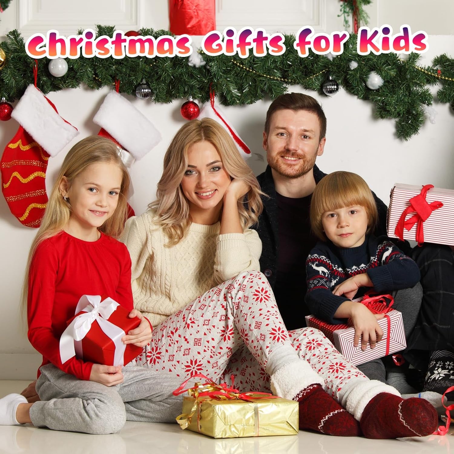 4 Pairs Christmas Unisex Socks for the Christmas Holidays Stocking Stuffers. Size: 5-8Y (US Medium Size10-13),