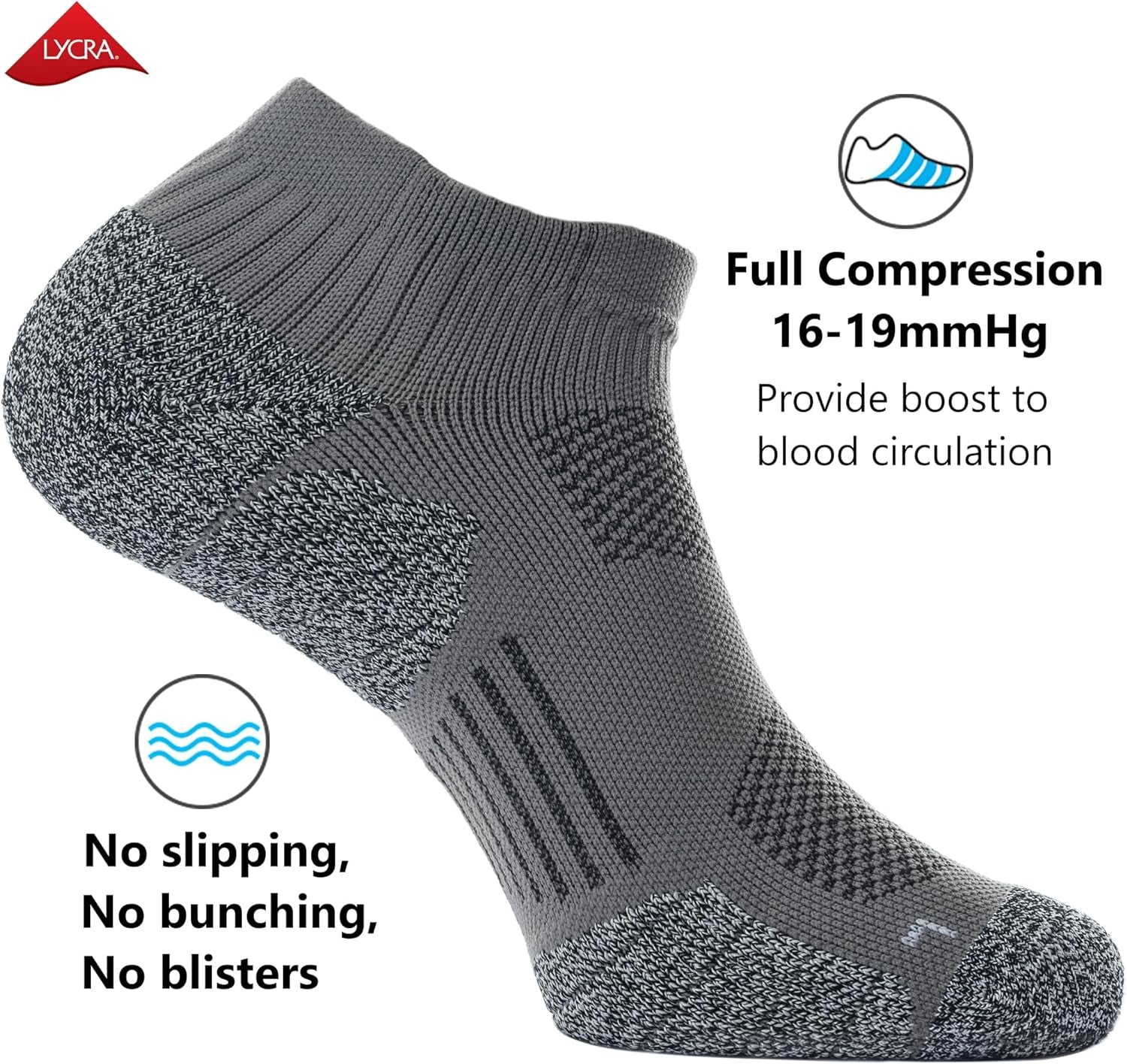 Unisex Cushioned Compression Athletic Ankle Socks Multipack, Size: Medium, Color: 6-pairs (Charcoal2,lime-green2,white2)