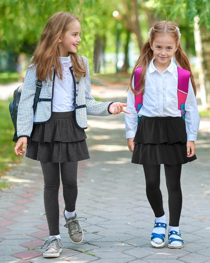 Toddler girls' stretchy cotton pant skirt with a little ruffle and footless leggings set.  Size: 5-6 Years  (Height 45.7 - 49.2; Waist:17.3 - 27.6), Color: Dark Grey.