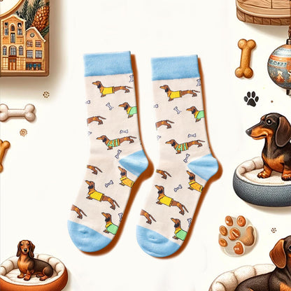 Stylish socks with a whimsical pattern, ideal for dog enthusiasts of all ages. Typically, sizes 6–12 shoes and 8–13 socks fall within the "one size fits all" category.