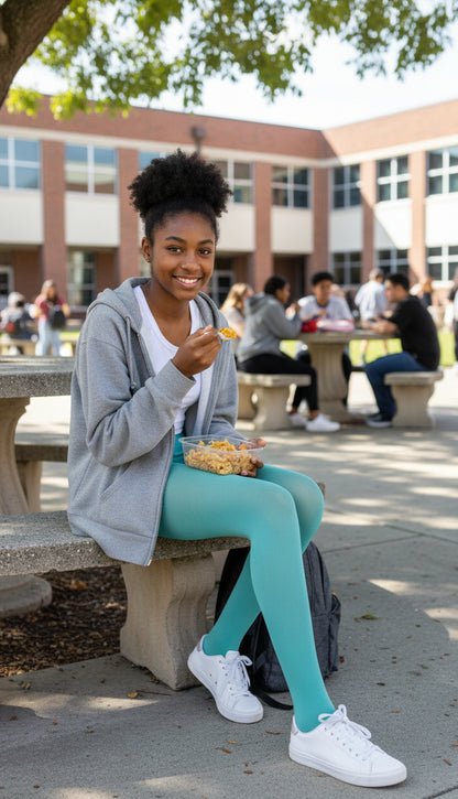 Teen Girls' Pure Colorful Sheer Polyester Tights – Lightweight Elegance & Smooth Finish. #MosleyHosierySock.com