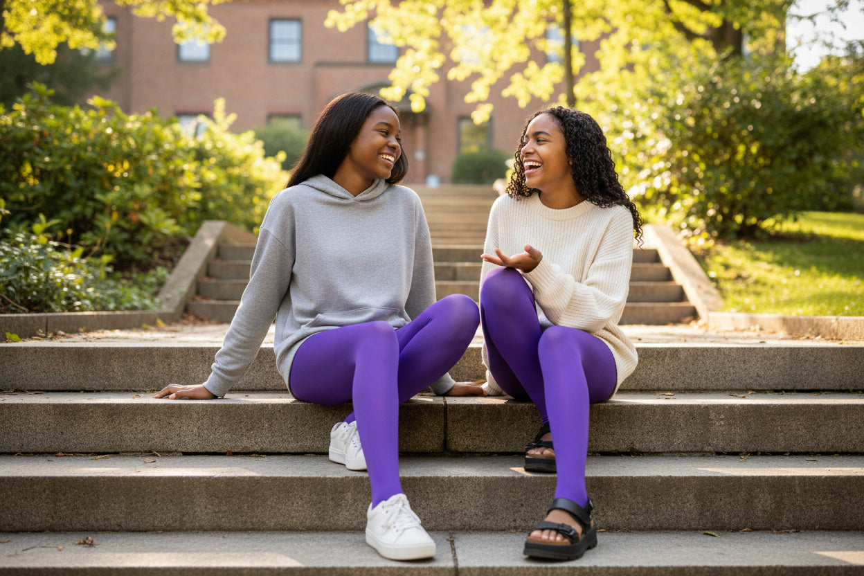 Teen Girls' Pure Colorful Sheer Polyester Tights – Lightweight Elegance & Smooth Finish. #MosleyHosierySock.com
