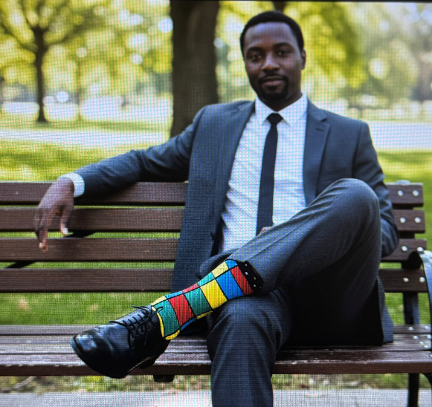 Teenage boys that are knee-high/crew socks, with fun patterns and designs. Sizes:9-13