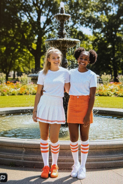 Step into performance and confidence with our Striped Athletic Knee-High Socks – perfect for women and teen girls. size 7-9