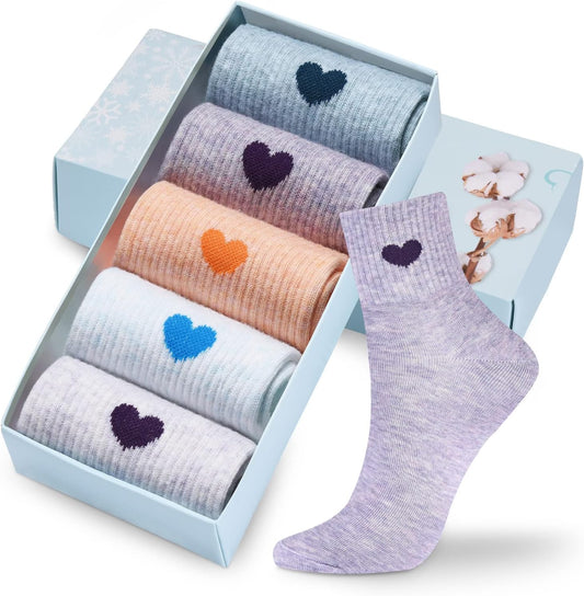 Adorable Crew Socks for Girls and Women The foot Provides all-day foot and ankle comfort with high-quality cotton. (Set of five with gift box), Color: Multi, Size: 6-11