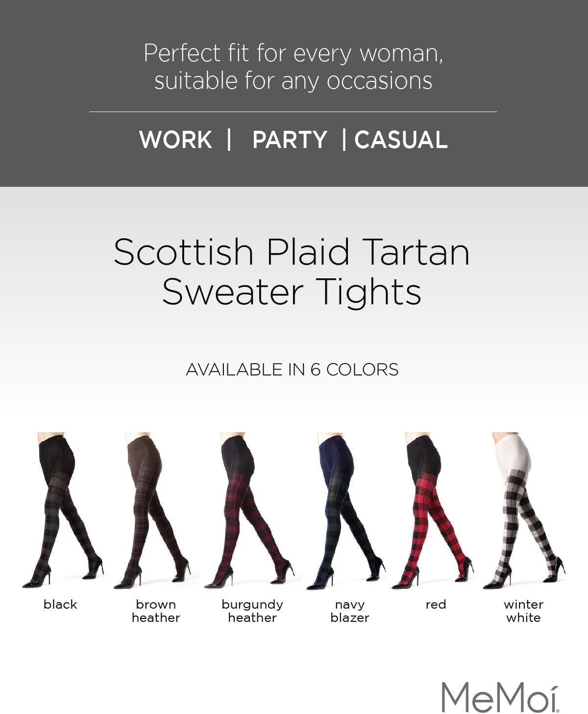 Sweater Tights with a Plaid Tartan Pattern for Women and Teen Girls. Color: Brown Heather, Size: Medium/Large.