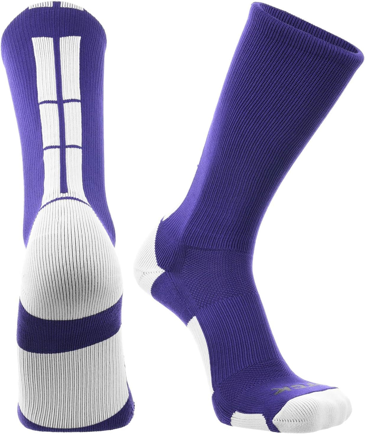 The Athletic Crew Socks will showcase the greatest attributes for teens, women, and men.  Large, purple/white (men's shoe size 9–12, women's shoe size 10–13).