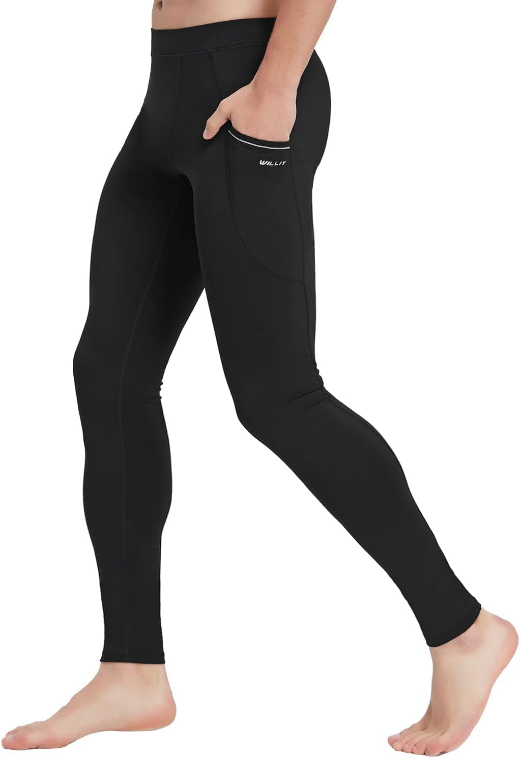 Active Yoga Leggings for Indoor and Outdoor Activities for Men and Young Men. Black, size large (height 5'8"–5'9", waist 35"–37", 150–160 pounds).