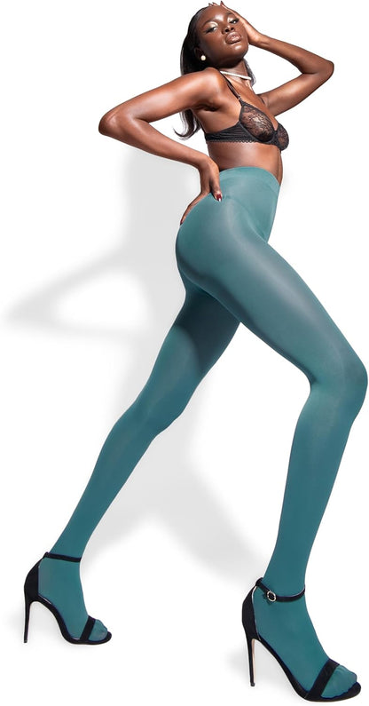 1/Pack of opaque tights in the color lagoon blue for women and adolescent girls. Size: Small.