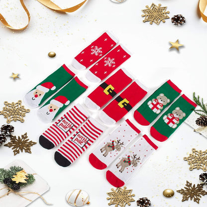 With these six pairs of warm, thick cotton thermal crew socks in sizes 8-10Y, you can cheer up for the holidays. 