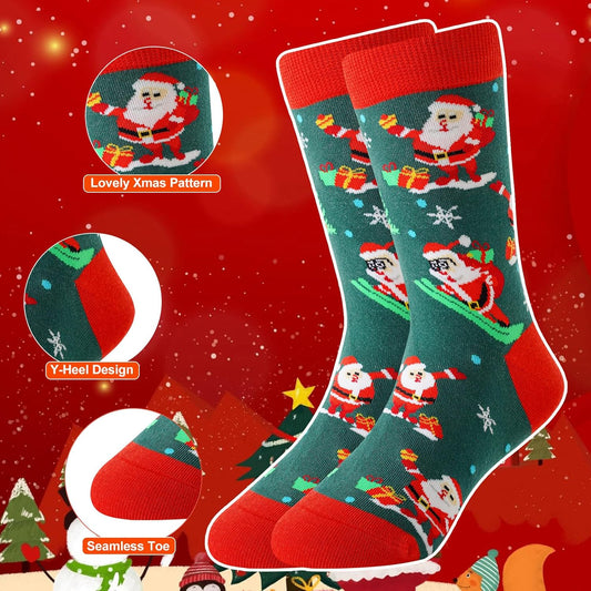 4 Pairs Christmas Unisex Socks for the Christmas Holidays Stocking Stuffers. Size: 5-8Y (US Medium Size10-13),