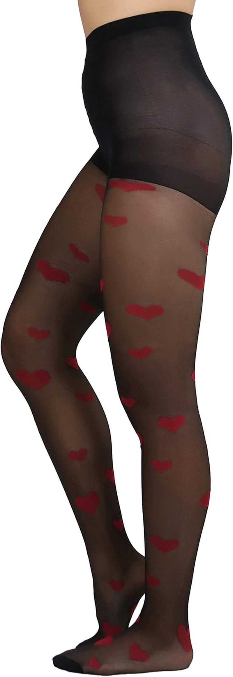 Women’S Valentine Day Themed Opaque Sheer Pantyhose W/Heart Love