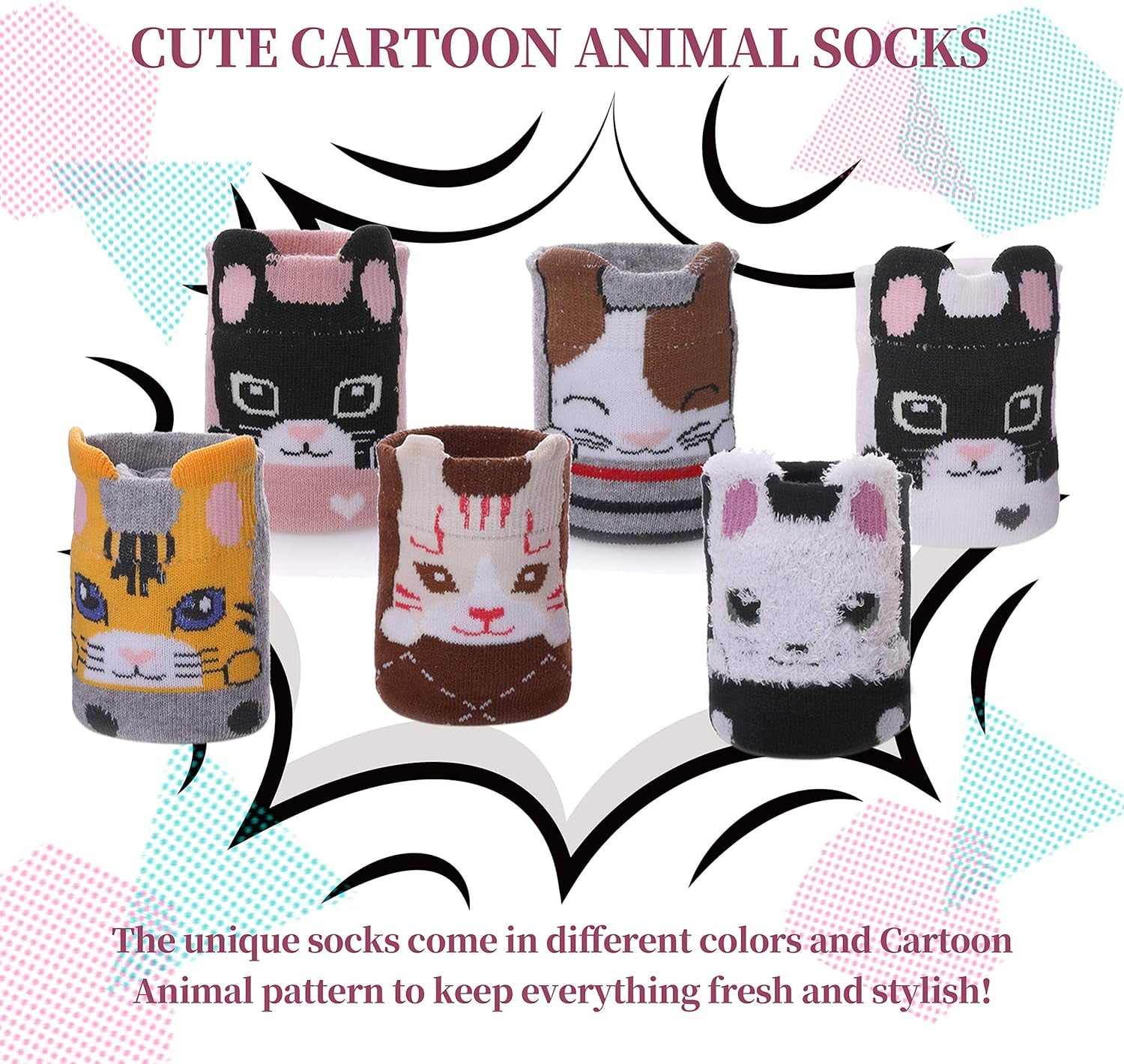 Warm Cotton Knee-High Socks for Girls Inspired by Animals. Color: Multiple, Size: 3-12 years (15-16.5 inches (42cm)