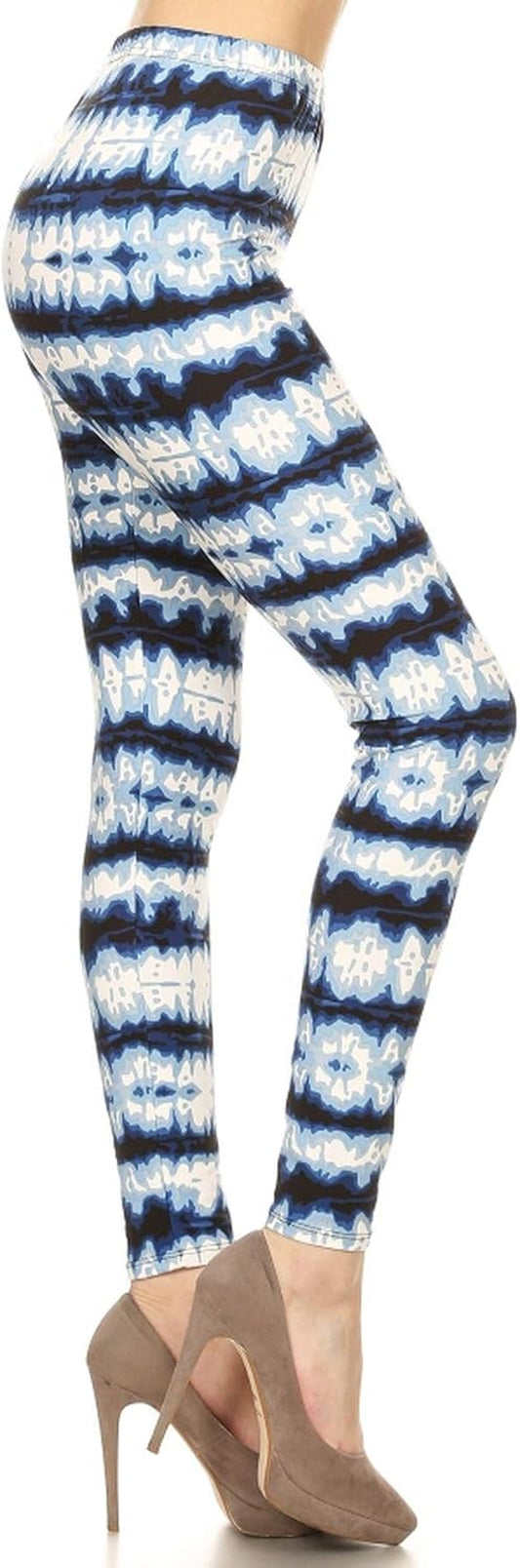 Women's and Teen Girls' high-waisted leggings with tie dye and fabric print - one size, color: dynamic balance.