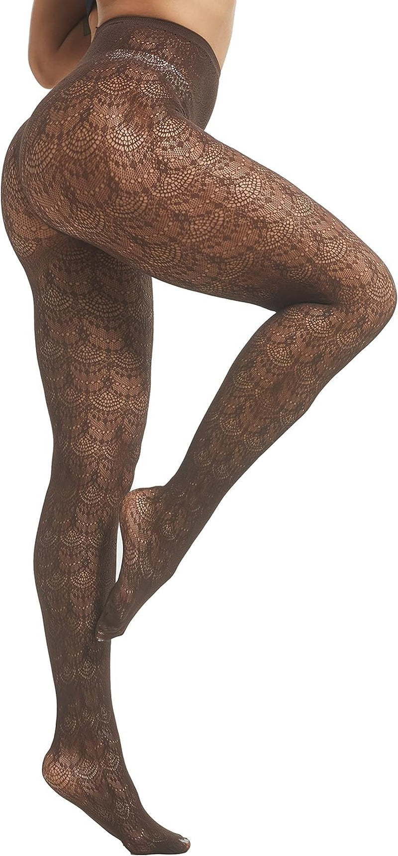 Women Patterned Tights Hollow Out Knitted Pantyhose High Waist Chiffon Lace Fishnet Stockings