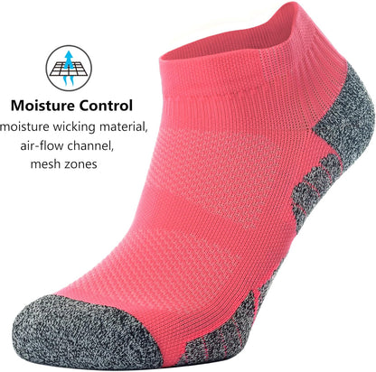 Unisex Cushioned Compression Athletic Ankle Socks Multipack, Size: Large, Color: 6-pairs (Charcoal2,watermelon2,white2).