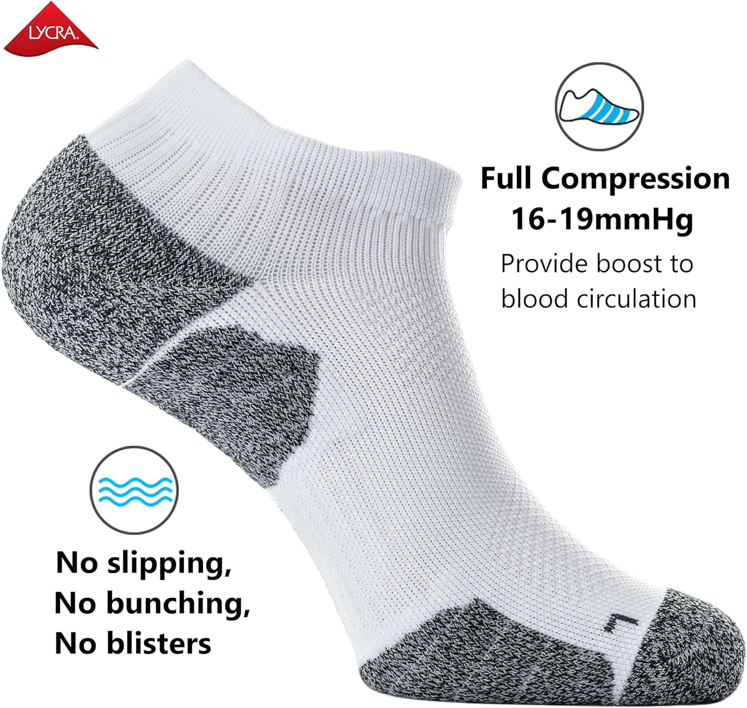 Unisex Cushioned Compression Athletic Ankle Socks Multipack, Size: Large, Color: 6-pairs (Charcoal2,watermelon2,white2).