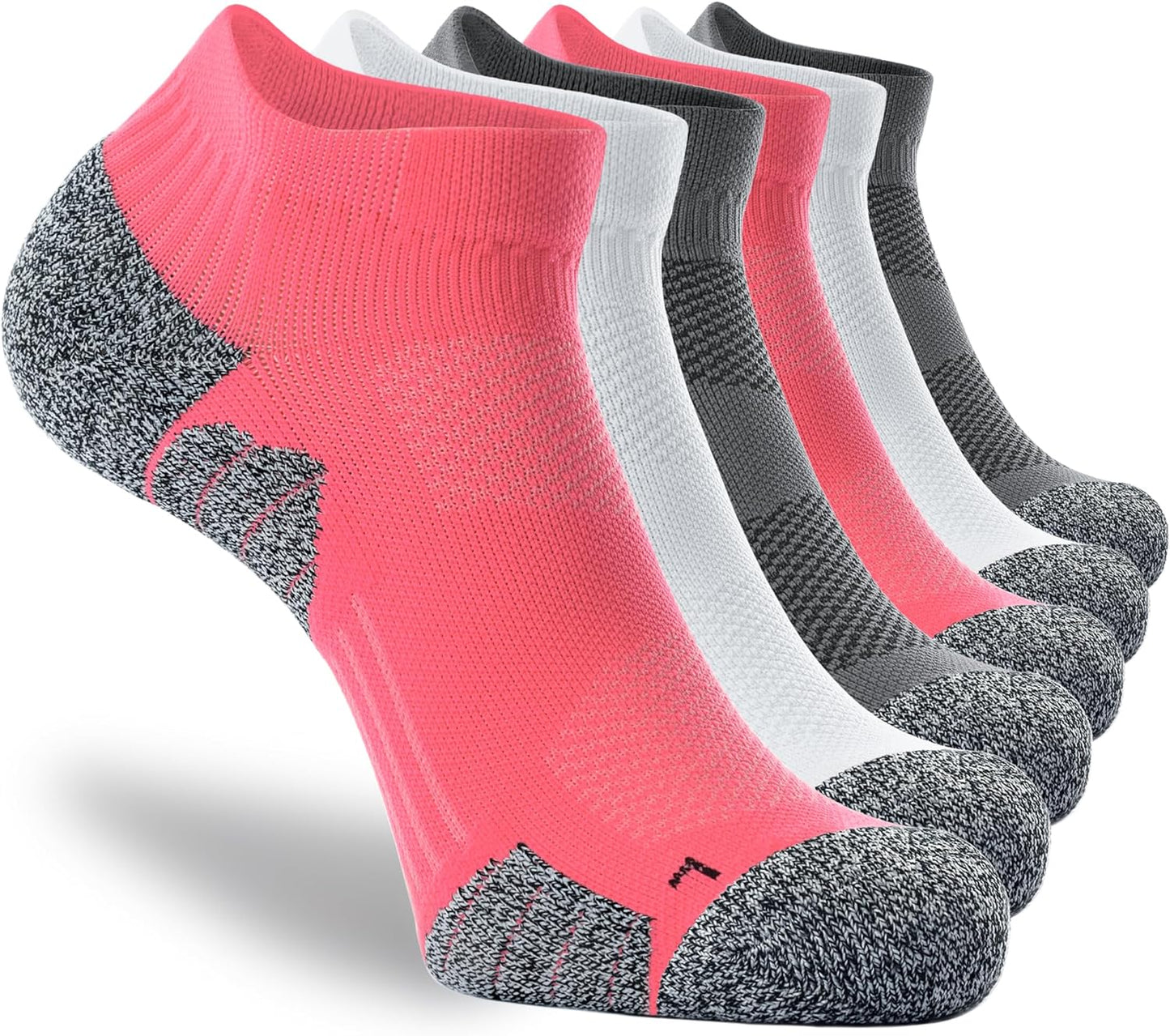 Unisex Cushioned Compression Athletic Ankle Socks Multipack, Size: Large, Color: 6-pairs (Charcoal2,watermelon2,white2).