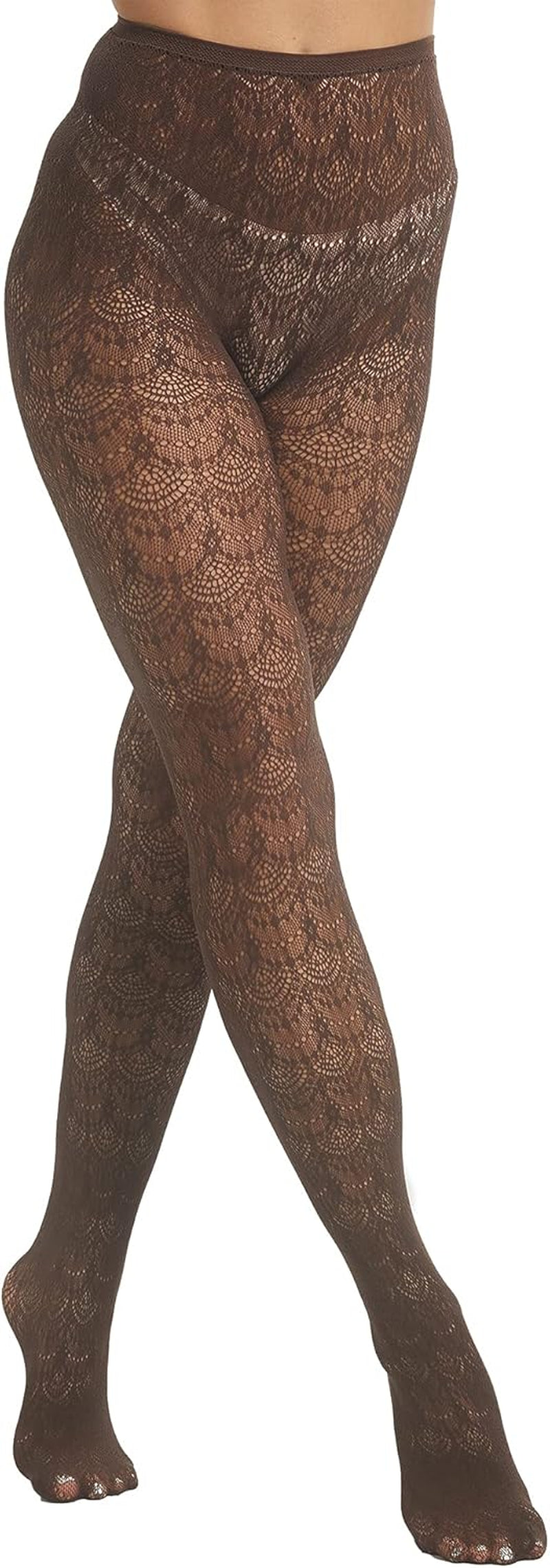 Women Patterned Tights Hollow Out Knitted Pantyhose High Waist Chiffon Lace Fishnet Stockings