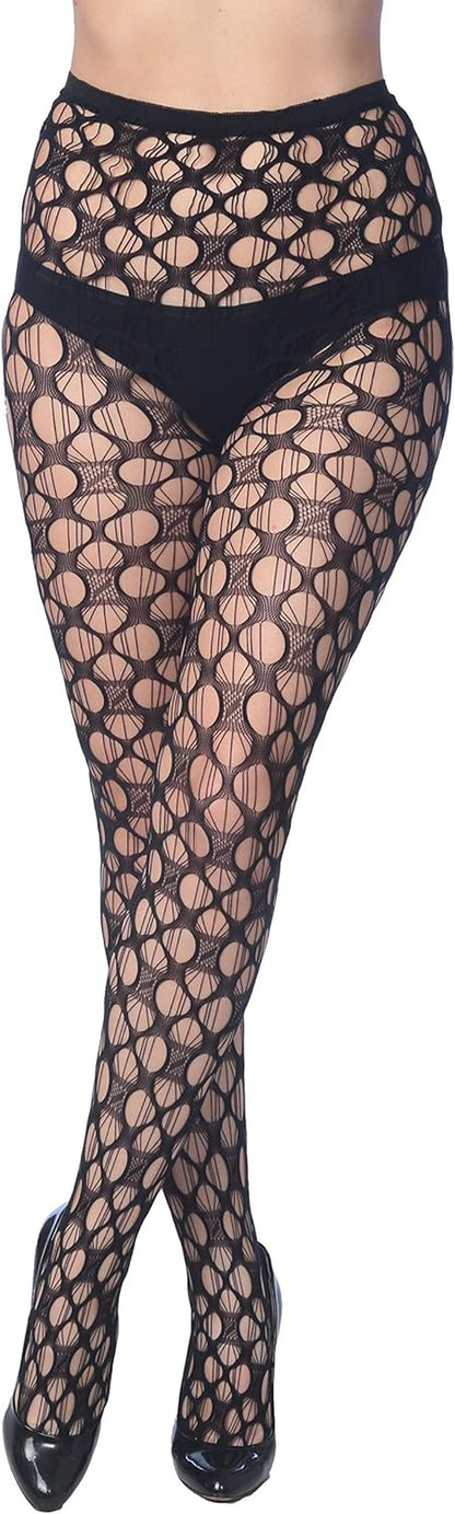 Fishnet Ladies and Teenage Girls Lace Stockings - Size: Small-Medium (Height 58-64; Weight 100-140lbs), 6 pieces per pack; Color: Black