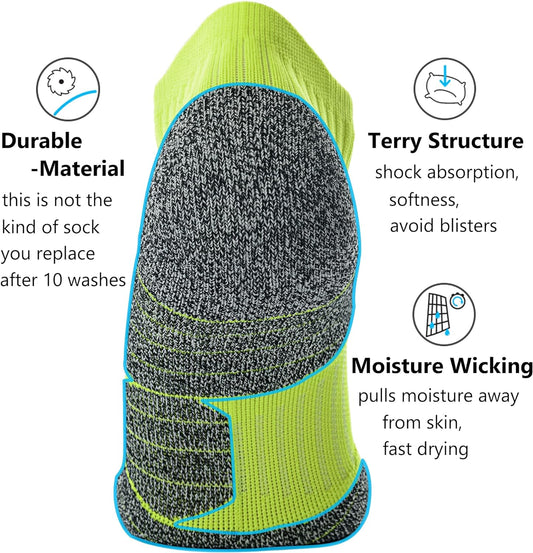 Unisex Cushioned Compression Athletic Ankle Socks Multipack, Size: Medium, Color: 6-pairs (Charcoal2,lime-green2,white2)