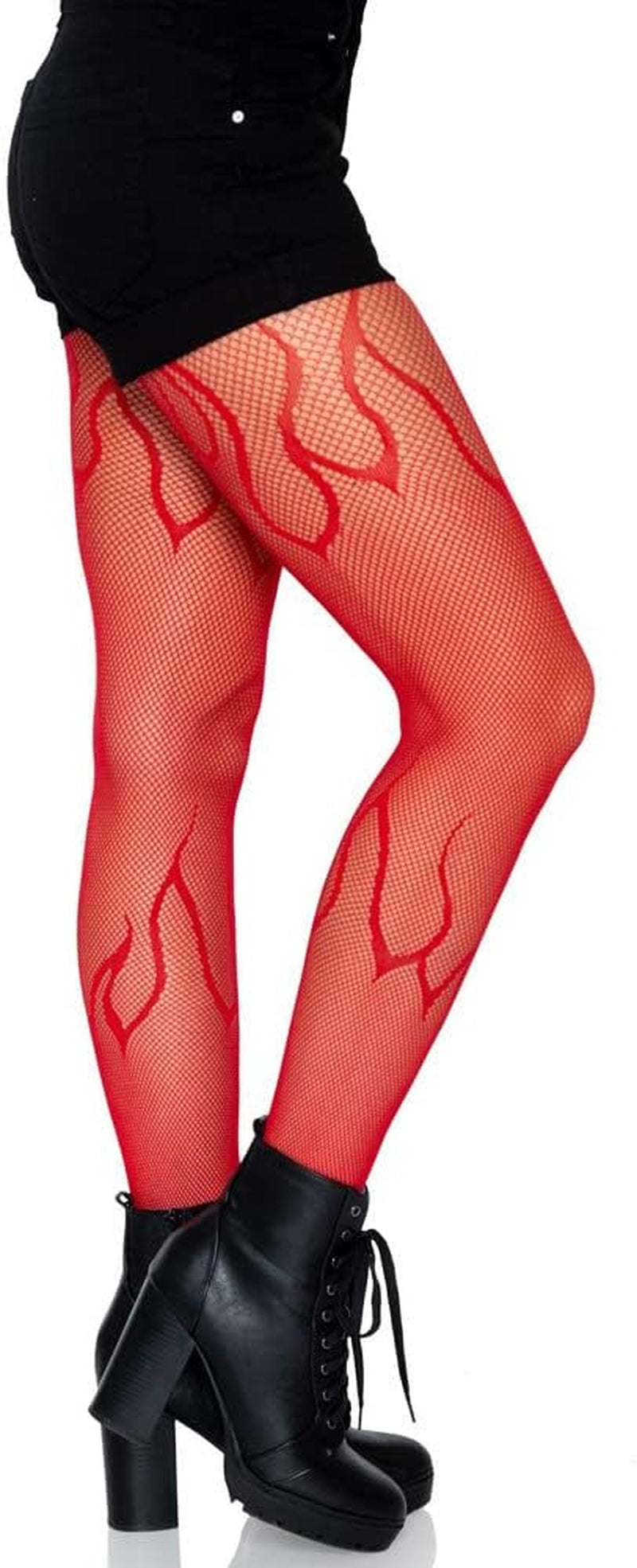 Women and Teen Girls Fishent  Stocking with Red Flame,  Size Large: suitable for women who are 5'0" - 5'8" tall and weigh 100-180 lbs. Color: Red 