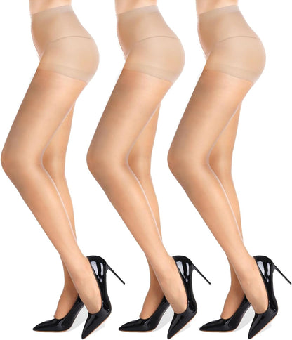 Three pack of women and teen girls Sheer High Waist Support and Reinforced Pantyhose,  Size: X-Large (Height 5'-6'; Weight 180-220), Colour: Skin 