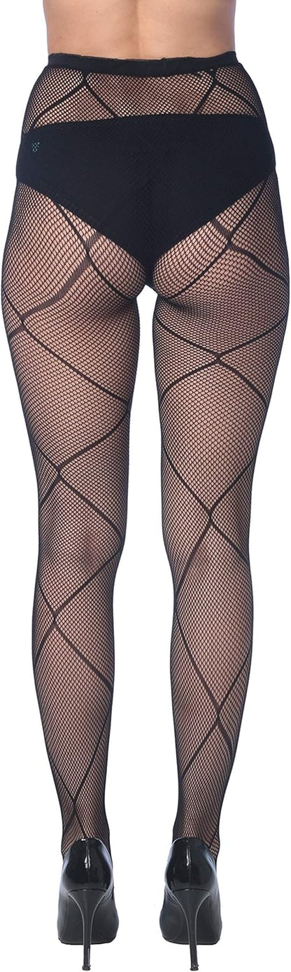 Fishnet Ladies and Teenage Girls Lace Stockings - Size: Small-Medium (Height 58-64; Weight 100-140lbs), 6 pieces per pack; Color: Black