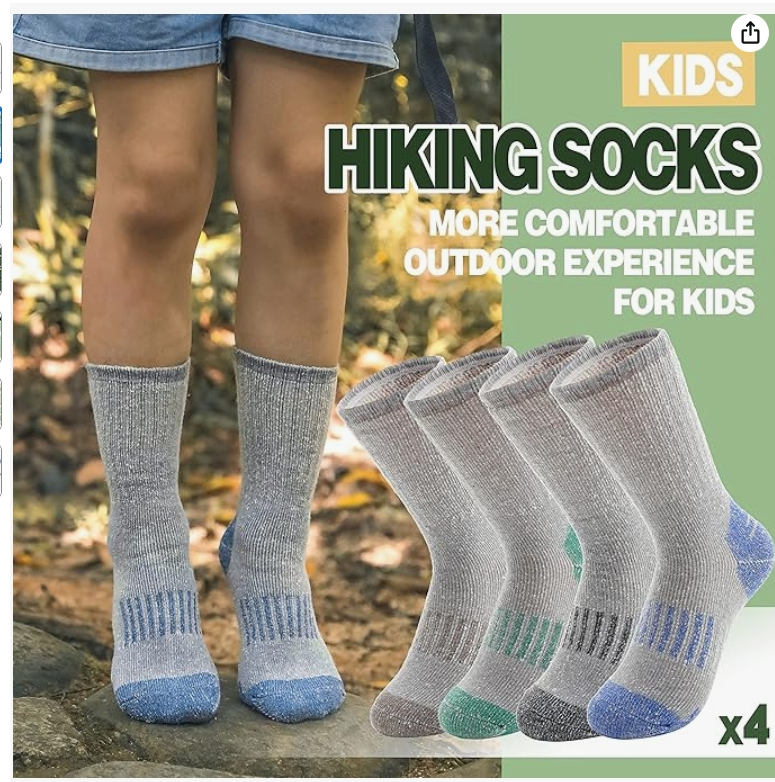 3-Pack Kids’ Wool Winter Socks for Boys & Girls – Cozy, Durable, Multi-Color Foot Area – Available in Ages 1–3 and 4–7.