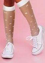 Classic Knee High Socks – Elegant  Mesh Design for Women & Teens